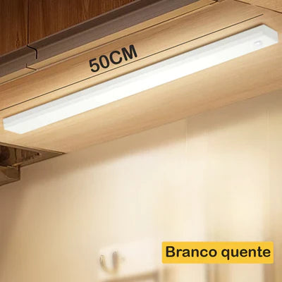 Luminária LED Barra com Sensor de Movimento - Recarregável e Fácil Instalação