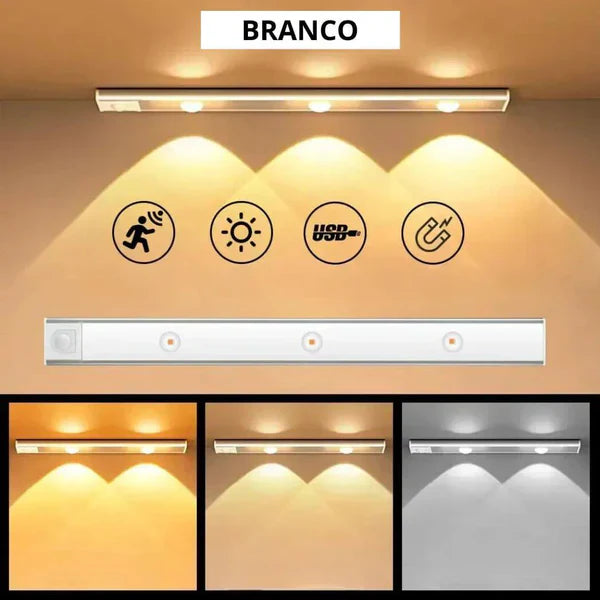Luminária LED com Sensor de Movimento | Bateria Recarregável USB