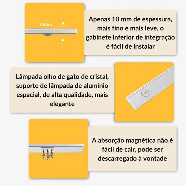 Luminária LED com Sensor de Movimento | Bateria Recarregável USB
